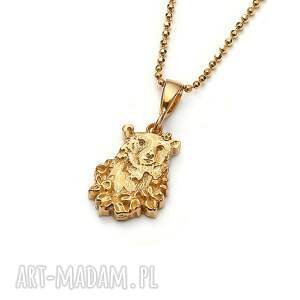niedźwiedź mini wisiorek ze złoconego srebra biżuteria