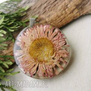 handmade naszyjniki naszyjnik z różowym kwiatem w żywicy z1120