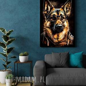 handmade dekoracje portret psa hipsterskiego - rocky - wydruk na płótnie 50x70 cm