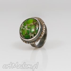 a112 srebrny pierścionek z zielonym jaspisem