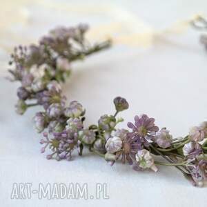 Wrzosowa ballada - romantyczny wianek na głowę z kwiatów w odcieniach