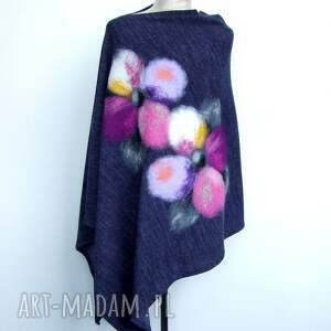 handmade poncho ponczo z kwiatami