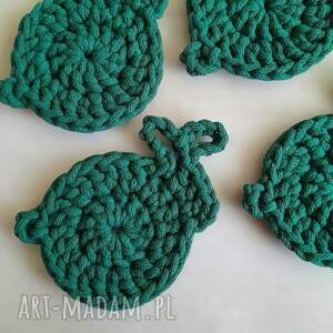 kubek zajączki - butelkowa zieleń, podkładki pod kubki