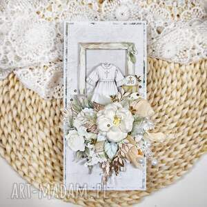 Prezent komunijna, ręcznie robiona, elegancka kartka