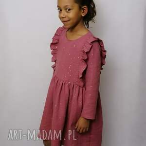 sukienka dla dziewczynki różowa na święta muślinu