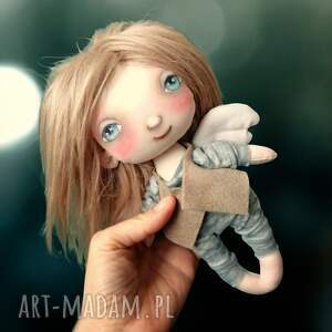 aniołek - artystyczna lalka kolekcjonerska z tkaniny święta, prezent