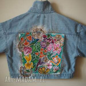 Prezent Ręcznie malowana kurtka jeansowa custom KOLIBRY