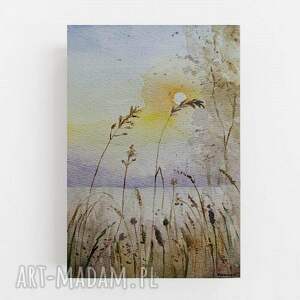 jesienne trawy - akwarela formatu A5, pejzaż