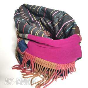handmade chustki i apaszki komin patchworkowy kolorowy milutki wciągany przez głowę