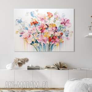 obraz na płótnie - kolorowe kwiaty 100x70 cm 1 0325