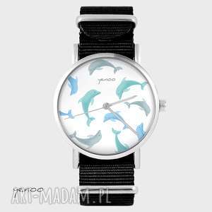 zegarki zegarek - delfiny czarny, nato bransoletka modny prezent