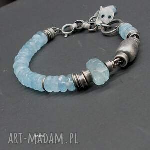 akwamaryn xxl - bransoletka 03, biżuteria autorska, srebro oksydowane