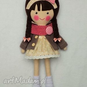 ręcznie wykonane lalki malowana lala katarzyna z wełnianym szalikiem
