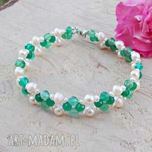 perłowa zieleń - bransoletka z perłami biżuteria perły