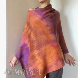 handmade poncho ogniste wełniane ponczo