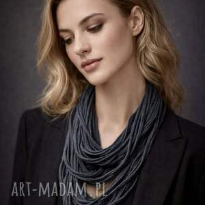 naszyjnik dzianinowy szary melanż szal, apaszka