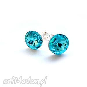 małe wkrętki swarovski rivoli light turquoise 6mm srebro 925 jasny turkus