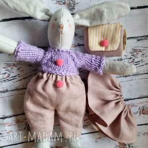 Prezent Przytulanka królik z akcesoriami, naturalna zabawka