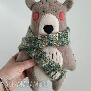 zabawki miś z szalikiem włóczki - leśna przytulanka bear, prezent, pluszak