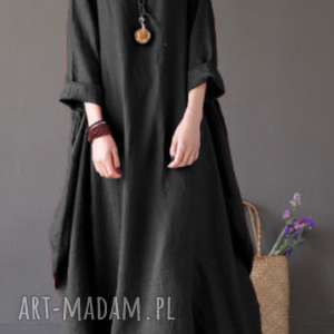 sukienki czarna sukienka oversize bawełna długa