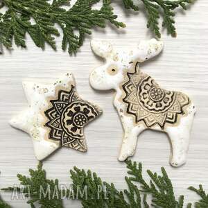 reniferek i gwiazdka magnesy dekoracje świąteczne, upominki małe