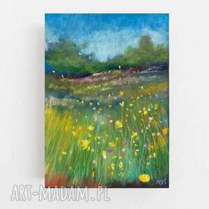 Letnia Łąka - obraz 24x18 cm z suchych pasteli na art-Madam.pl