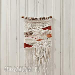 mała makrama z wełną gobelin, makatka, macraweave, dekoracje boho styl