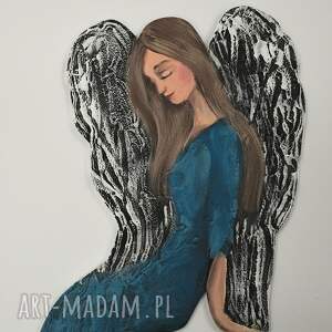 dekoracje odpoczynek anioła, prezent, błękit drewna dla przyjaciółki