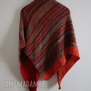 the wool art asymetryczna duża chusta na drutach, prezent, kolorowa szyję