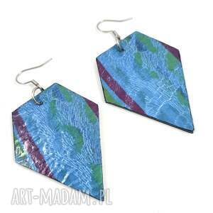 pmpb style wiszące kolczyki z naturalnej skóry niebieskie błyszczące