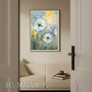 Dmuchawce A3. Akwarela, sztuka, trawy, kwiaty