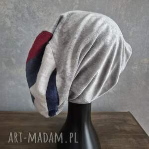 czapka smerfetka szara na podszewce świetna codzienne noszenie boks