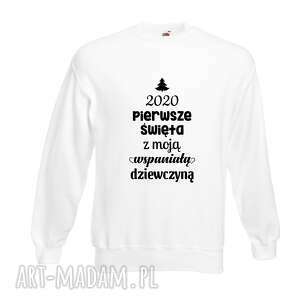 handmade pomysł na upominek bluza z nadrukiem pierwsze święta z żoną, dziewczyną, imię