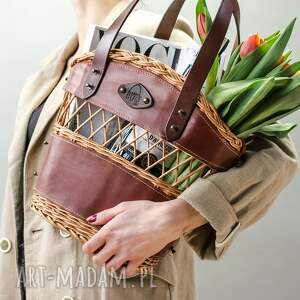 wiklinowa torebka damska, ekskluzywny piękny koszyk na zakupy, idealny