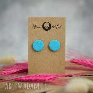 Kolczyki Dots M - błękitne okrągłe na sztyftach handmade
