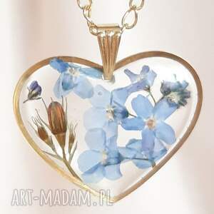 handmade naszyjniki złoty naszyjnik z prawdziwymi kwiatami łąkowe serce