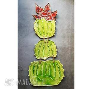 handmade ceramika kwitnący kaktus, oryginalna dekoracja ścienna