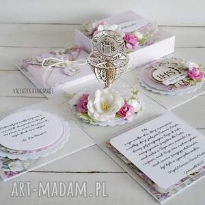 komunijny exploding box - dla dziewczynki - Scrapbooking kartki