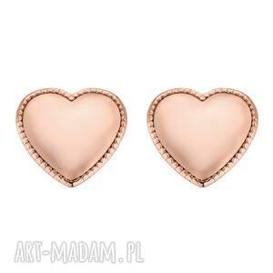 kolczyki serca z różowego złocenia, sercami, serduszkami serduszka
