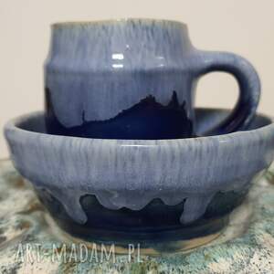 kubki kobaltowo-błękitny zestaw śniadaniowy, kubek prezent ceramika, zapiekanie