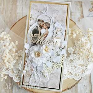 scrapbooking kartki kartka ślubna, pamiątka ślubu, ręcznie robiona heart