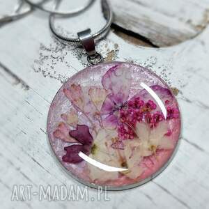 paula czeka na wene wisior naszyjnik z żywicy, suszone kwiaty łąka vintage