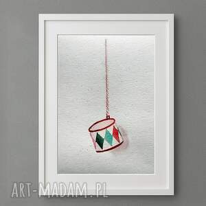 yunona kucherevska akwarela A5 kartka świąteczna - świąteczny bębenek, boże