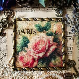 dekoracyjny obrazek z różami paris, decoupage farmhouse, róże, shabby chic