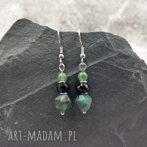 Kolczyki wiszące - agat, onyks, awenturyn
