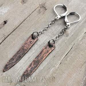 kolczyki z kutej, oksydowanej miedzi /67/ biżuteria boho, gotycka