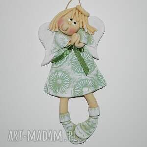 jak tu pięknie - aniołek z masy solnej, prezent, dekoracja anioł na szczęście