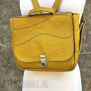 Żółty plecak skórzany z naturalnej skóry FRANKA S - handmade od ręki