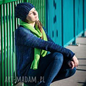 granatowo - zielony melanżowy sweter arthermina zimę, bluzka damska