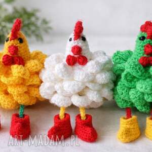 kolorowe koguty w butach/ szydełkowe koguty/ ocieplacze